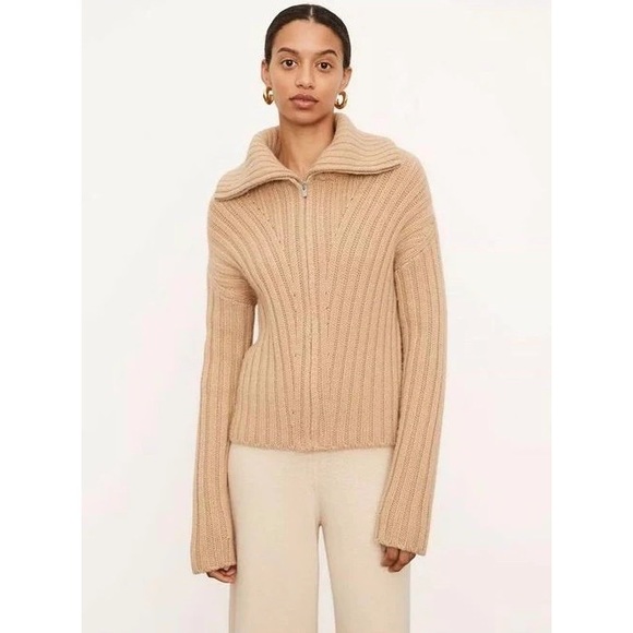 NWT Vince. Ribbed Zipped Wool Blend Cardigan - Picture 2 of 11